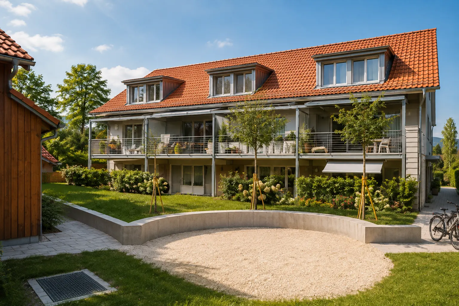 Geöffnete Tür, Blick in ein lichtdurchflutetes Architekturbüro mit Zeichentisch und Regalen