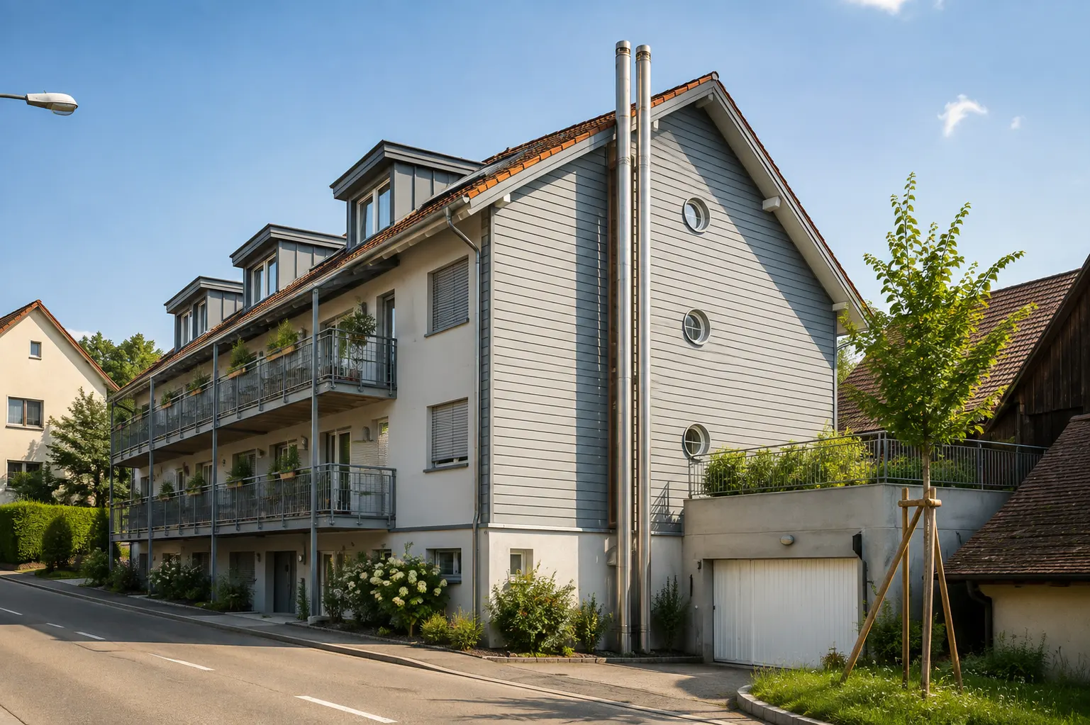 Geöffnete Tür, Blick in ein lichtdurchflutetes Architekturbüro mit Zeichentisch und Regalen